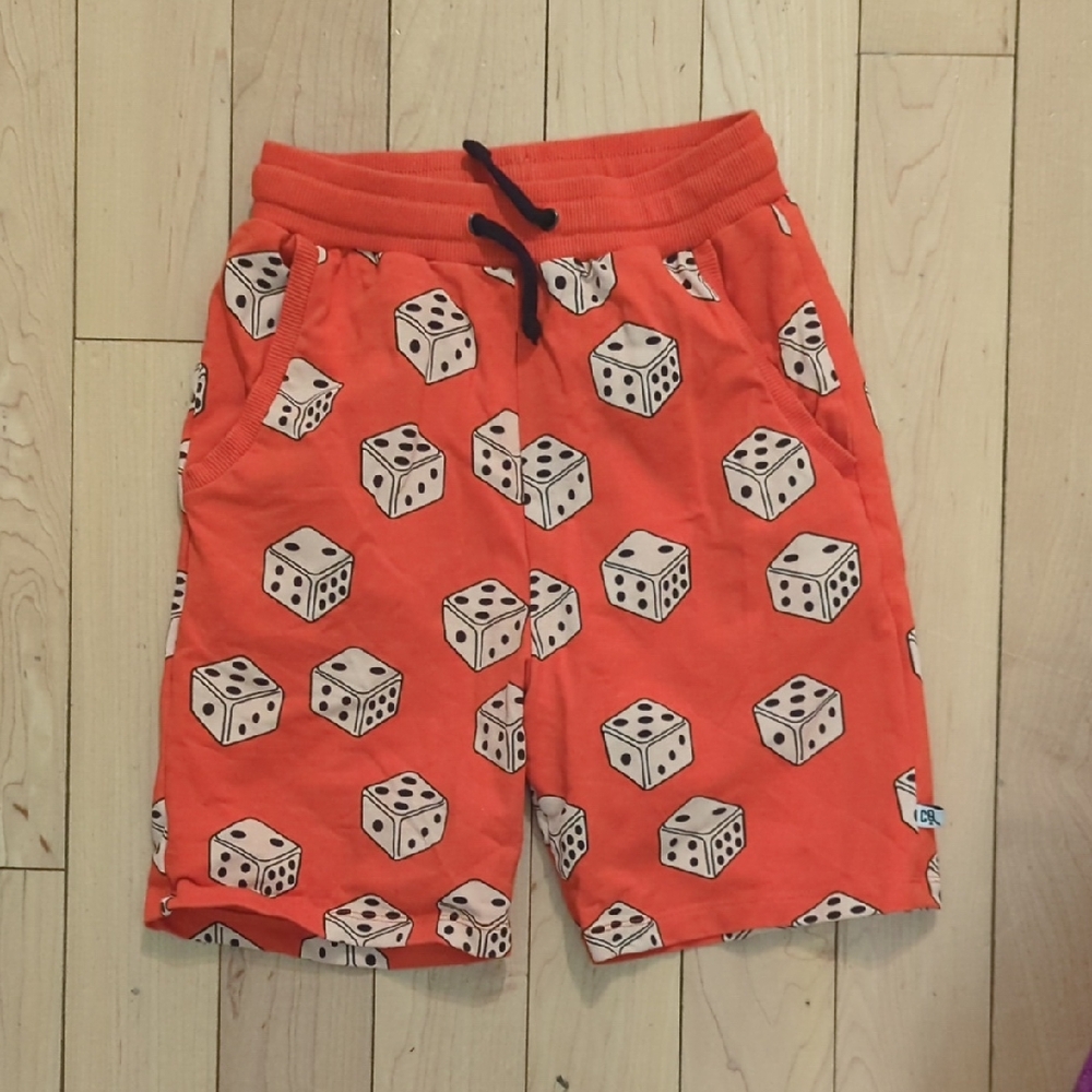 Kids Red-Orange Dice Print Pull-On Shorts - 12 Years